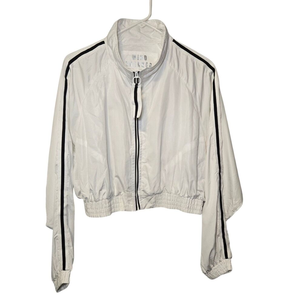 Love Tree White Cropped Zippered Windbreaker Relaxed Jacket Dolman Sleeve‎ Large